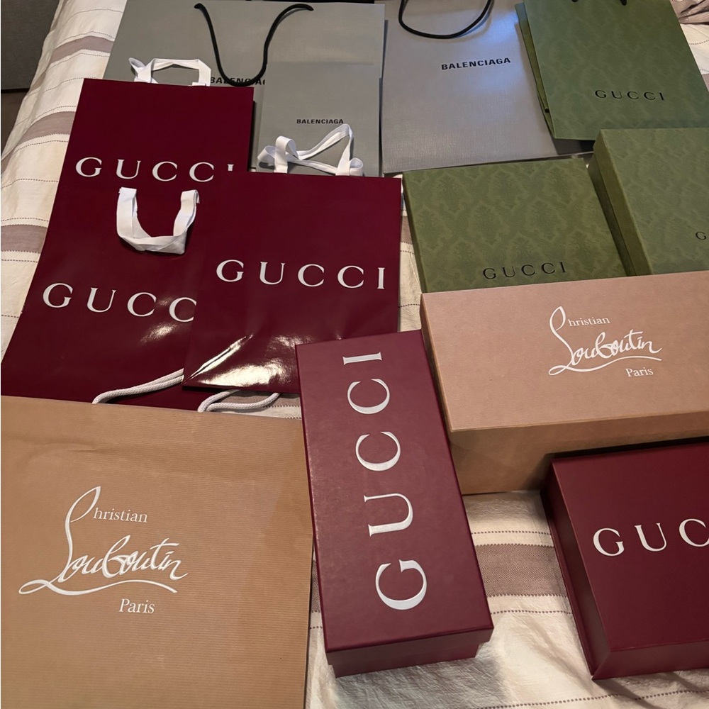 Gucci, Balenciaga and Christian Louboutin Shopping Bags and Boxes